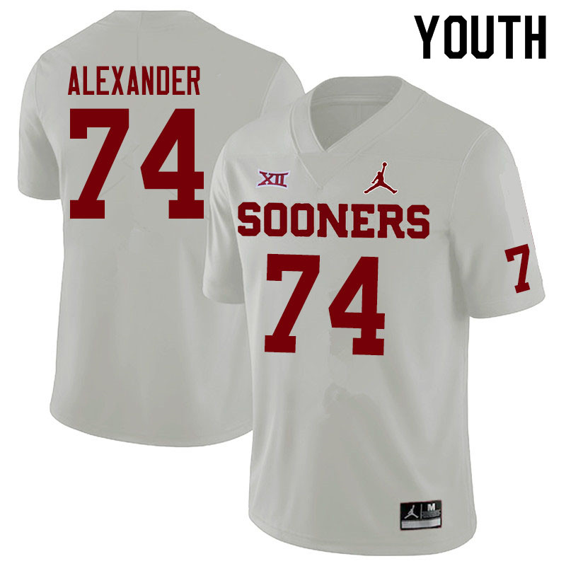 Jordan Brand Youth #74 Marcus Alexander Oklahoma Sooners College Football Jerseys Sale-White